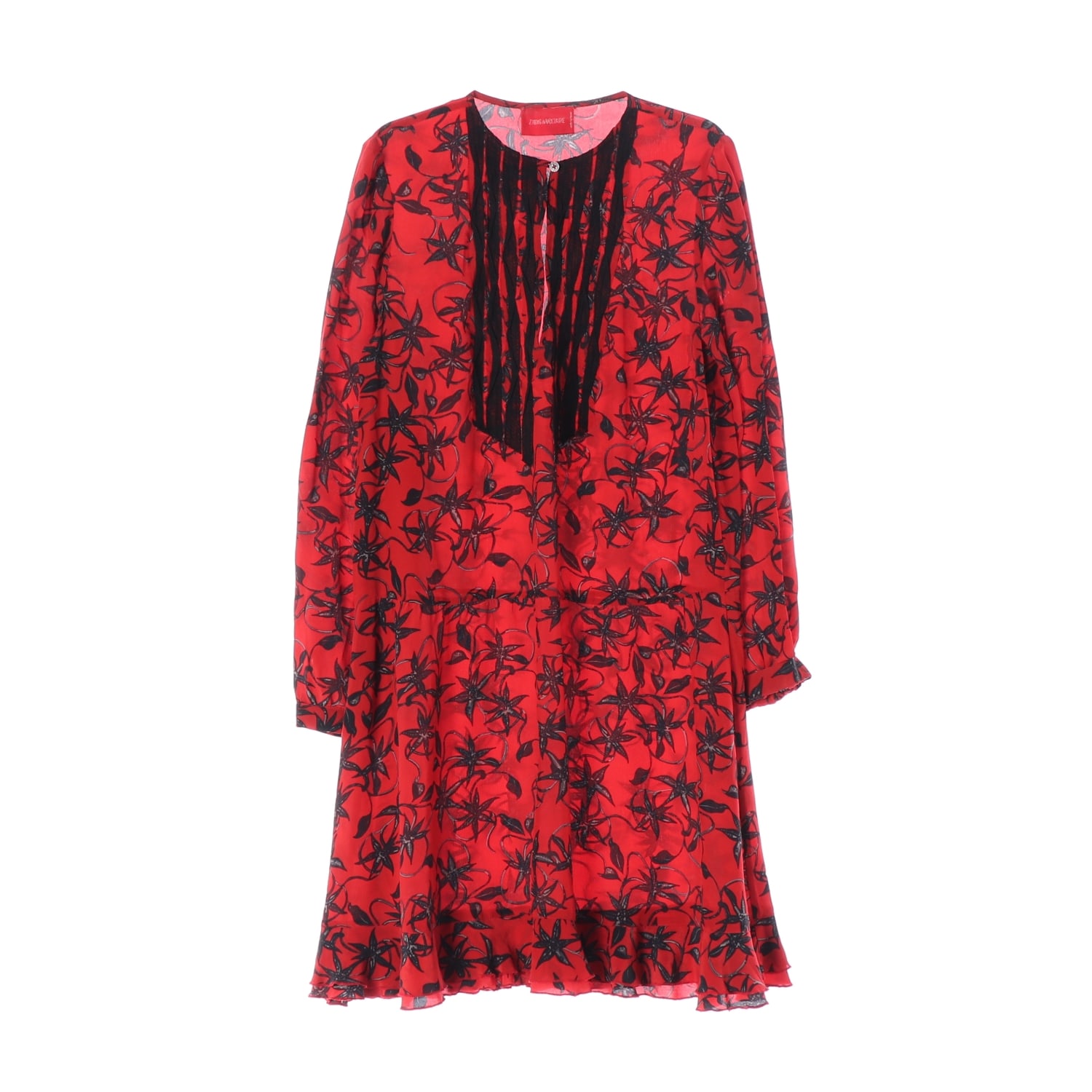 쟈딕앤볼테르 23SS REMUS PRINT 실크 100% 롱 원피스 레드 이미지 1