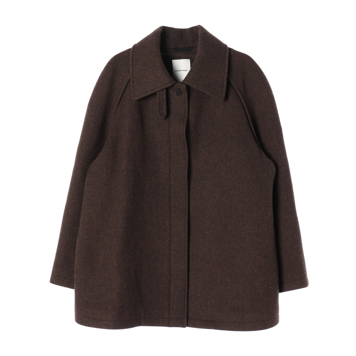 르917 르셉템버 21FW 울 블렌드 오버핏 하프 코트 브라운 상세 이미지 1