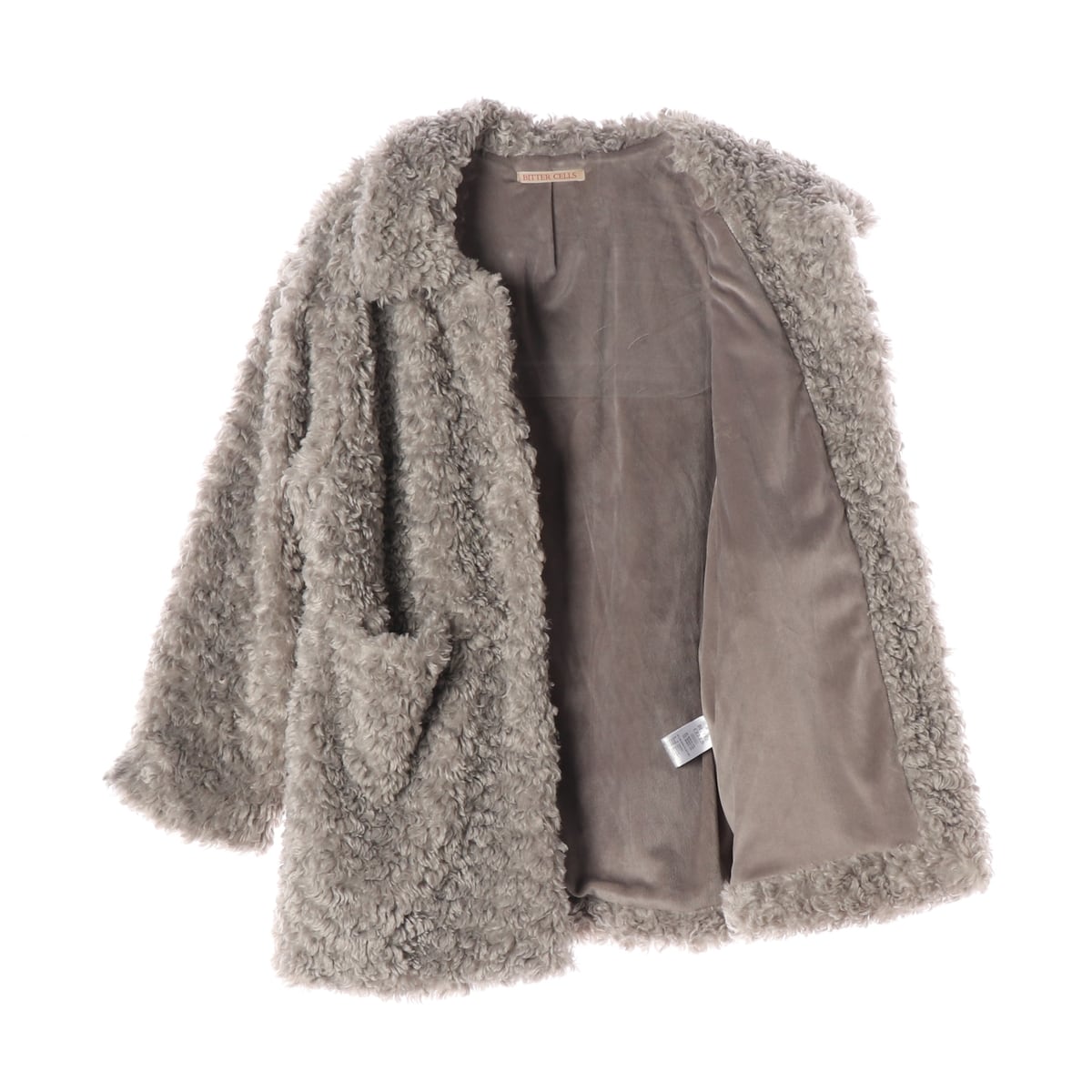 비터셀즈 25FW 컬리 카라 퍼 재킷 코트 그레이  상세 이미지 2