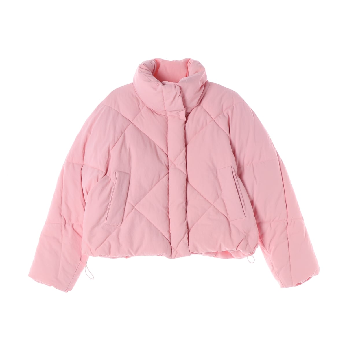 아틀리에 나인 22FW 다이아몬드 퀼팅 하이넥 숏패딩 핑크 상세 이미지 1
