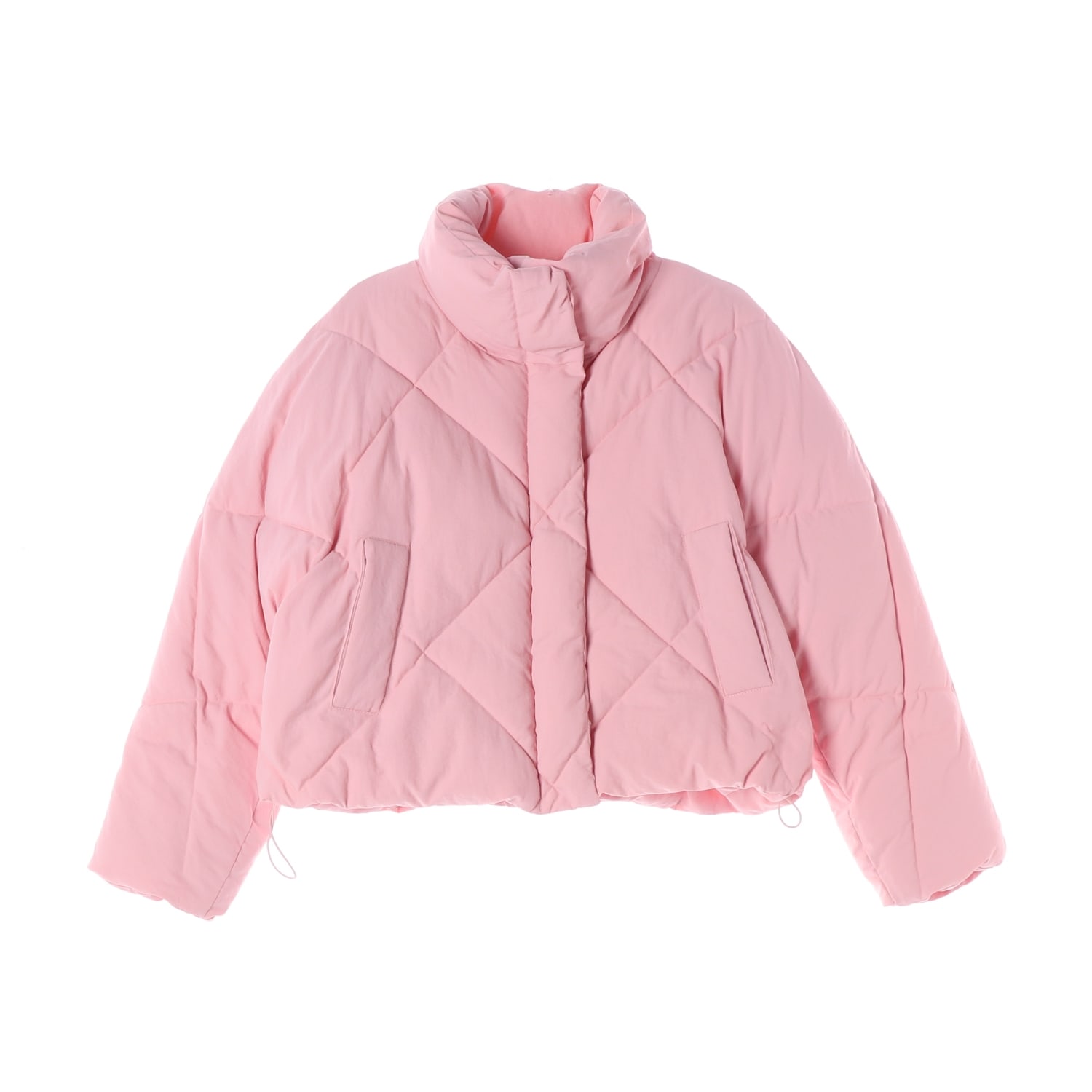 아틀리에 나인 22FW 다이아몬드 퀼팅 하이넥 숏패딩 핑크 이미지 1