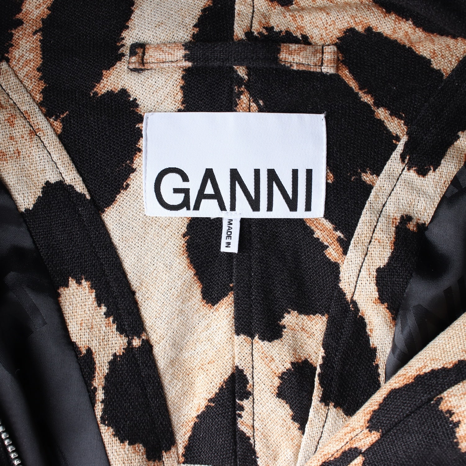 가니 GANNI 린넨 코튼 레오파드 패턴 캔버스 재킷 이미지 4