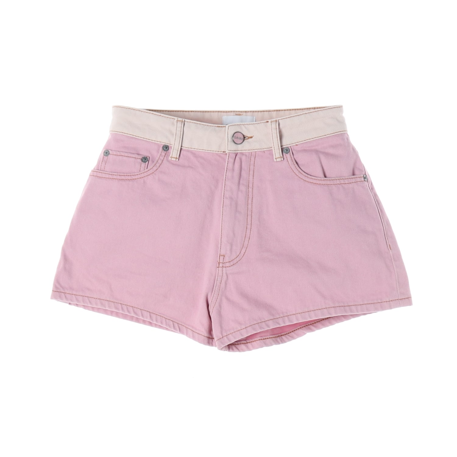 가니 GANNI 22SS 컬러블록 데님 숏팬츠 쇼츠 핑크 이미지 1
