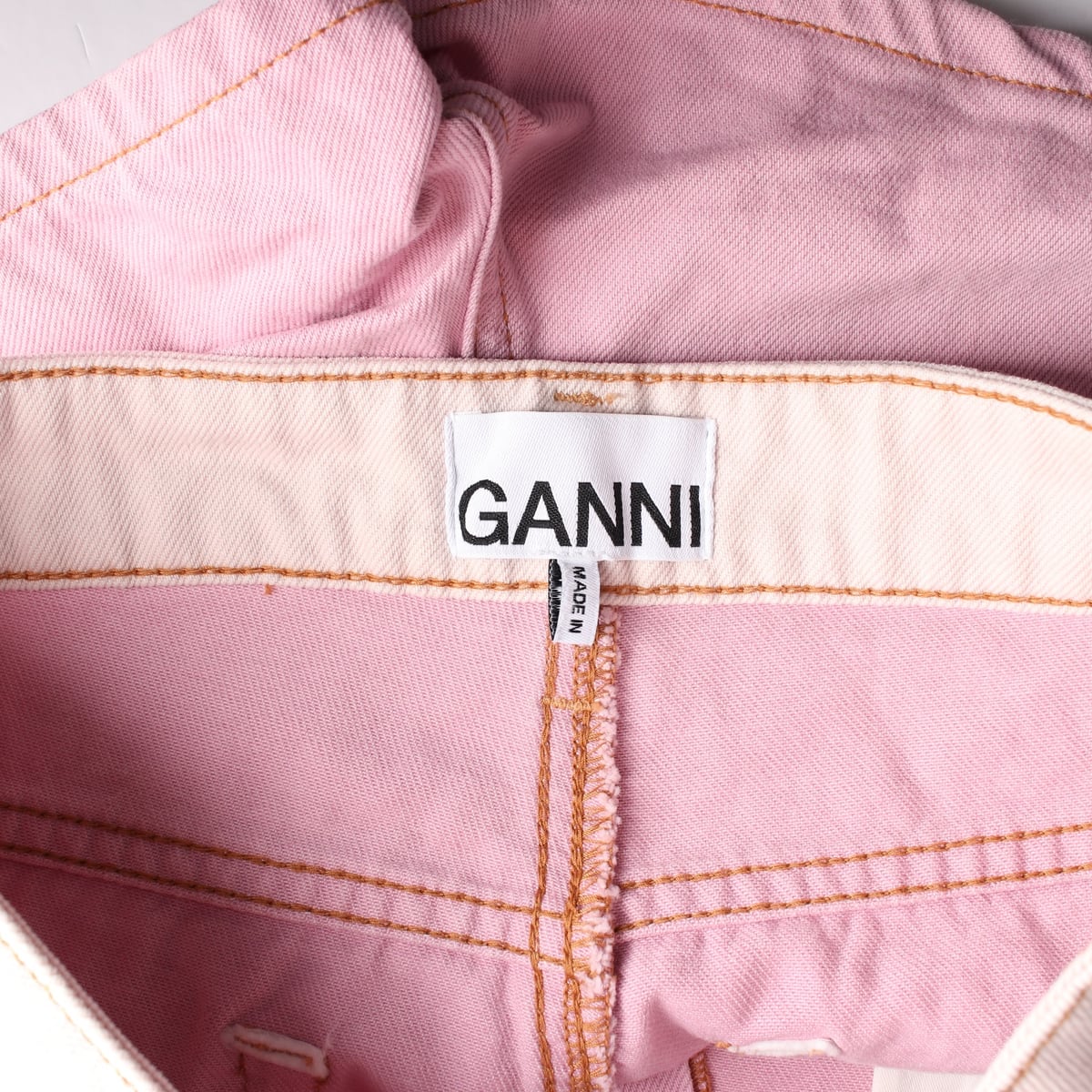 가니 GANNI 22SS 컬러블록 데님 숏팬츠 쇼츠 핑크 상세 이미지 3