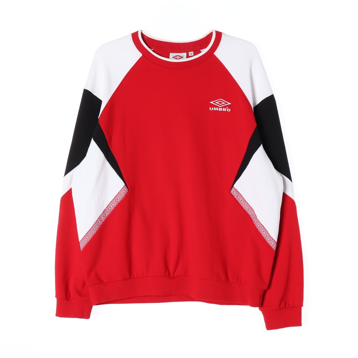 엄브로 24FW 로고 자수 컬러블록 맨투맨 레드 이미지 1