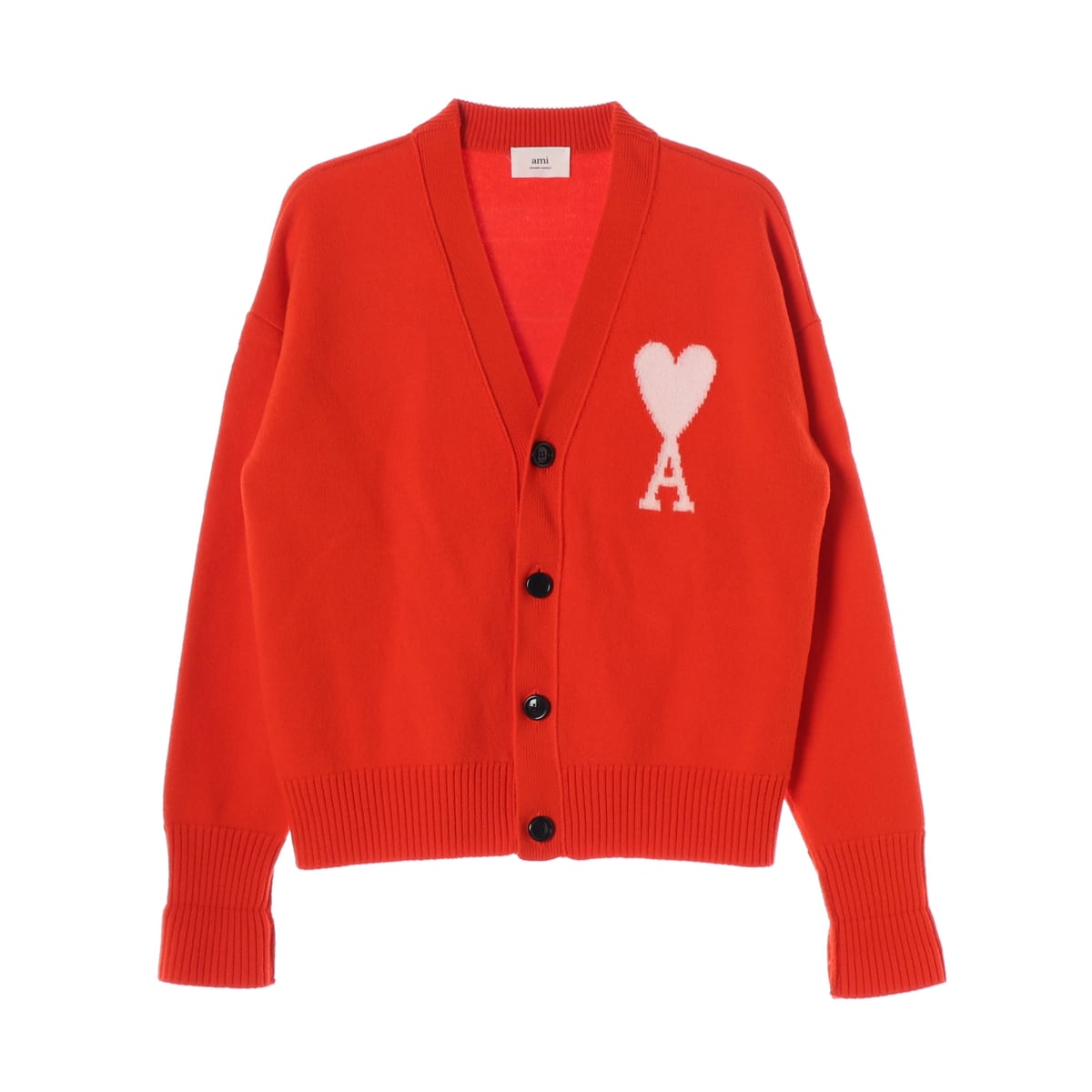 아미 ami 21FW 빅 하트 로고 오버사이즈 인타르시아 울 가디건 레드  상세 이미지 1