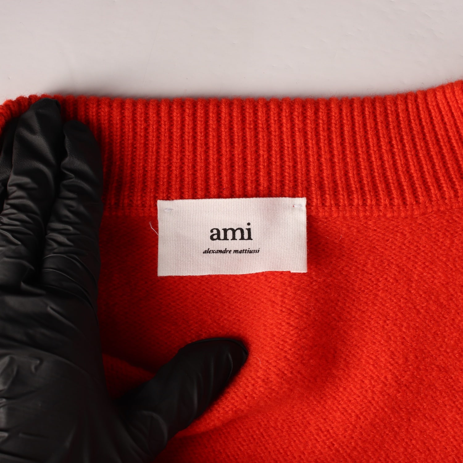 아미 ami 21FW 빅 하트 로고 오버사이즈 인타르시아 울 가디건 레드  이미지 3