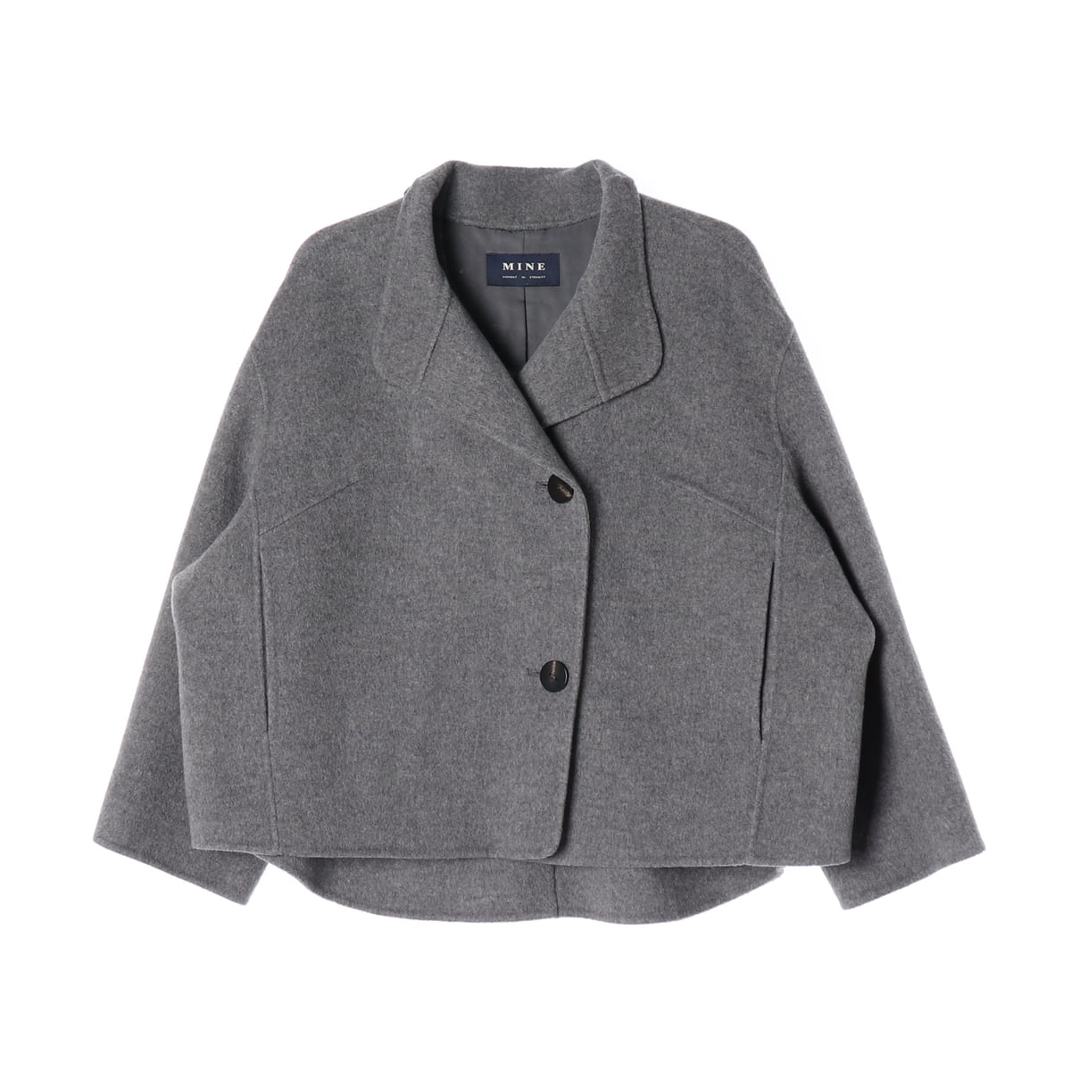마인 24FW 캐시미어 핸드메이드 하이넥 숏 코트 그레이 상세 이미지 1