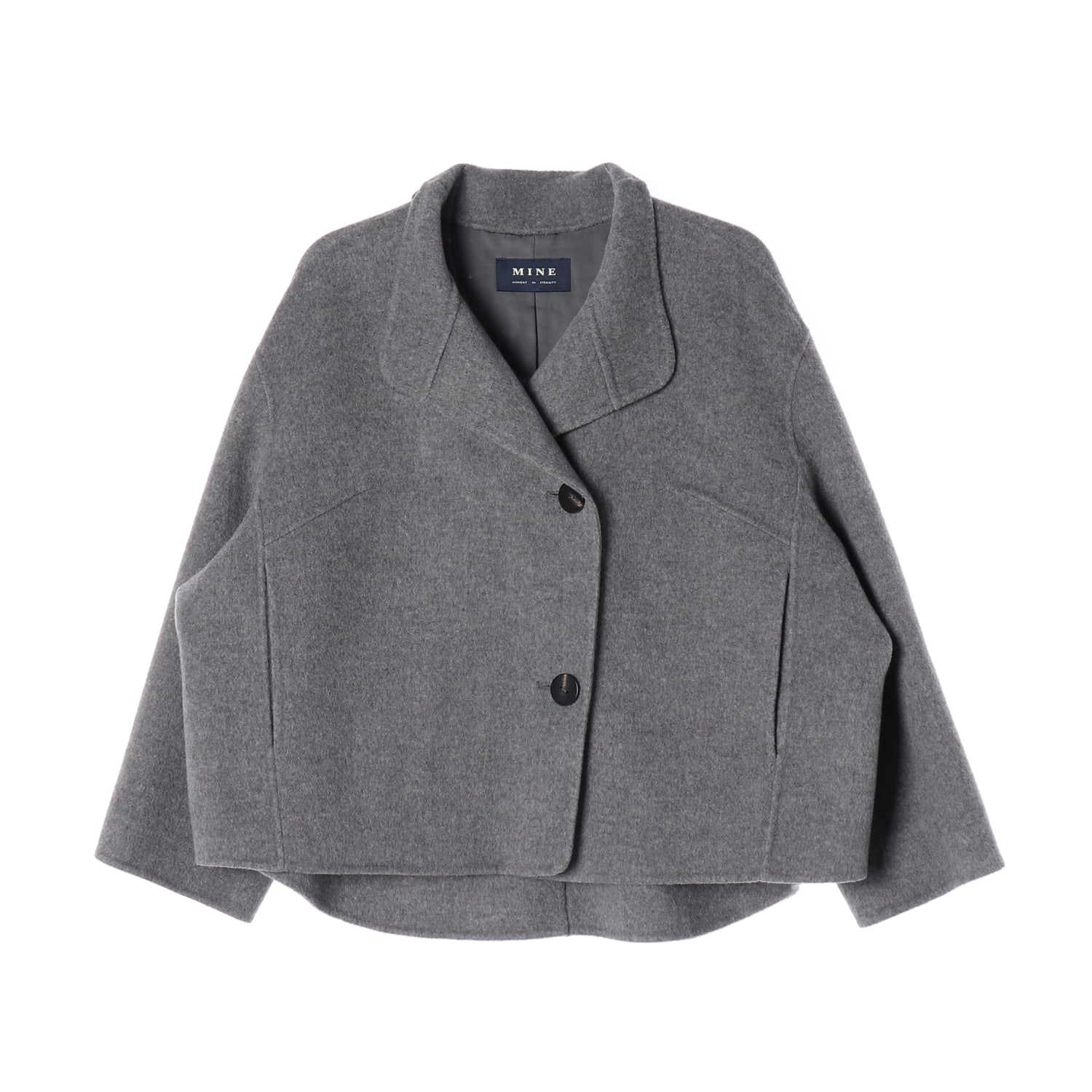 마인 24FW 캐시미어 핸드메이드 하이넥 숏 코트 그레이 이미지 1