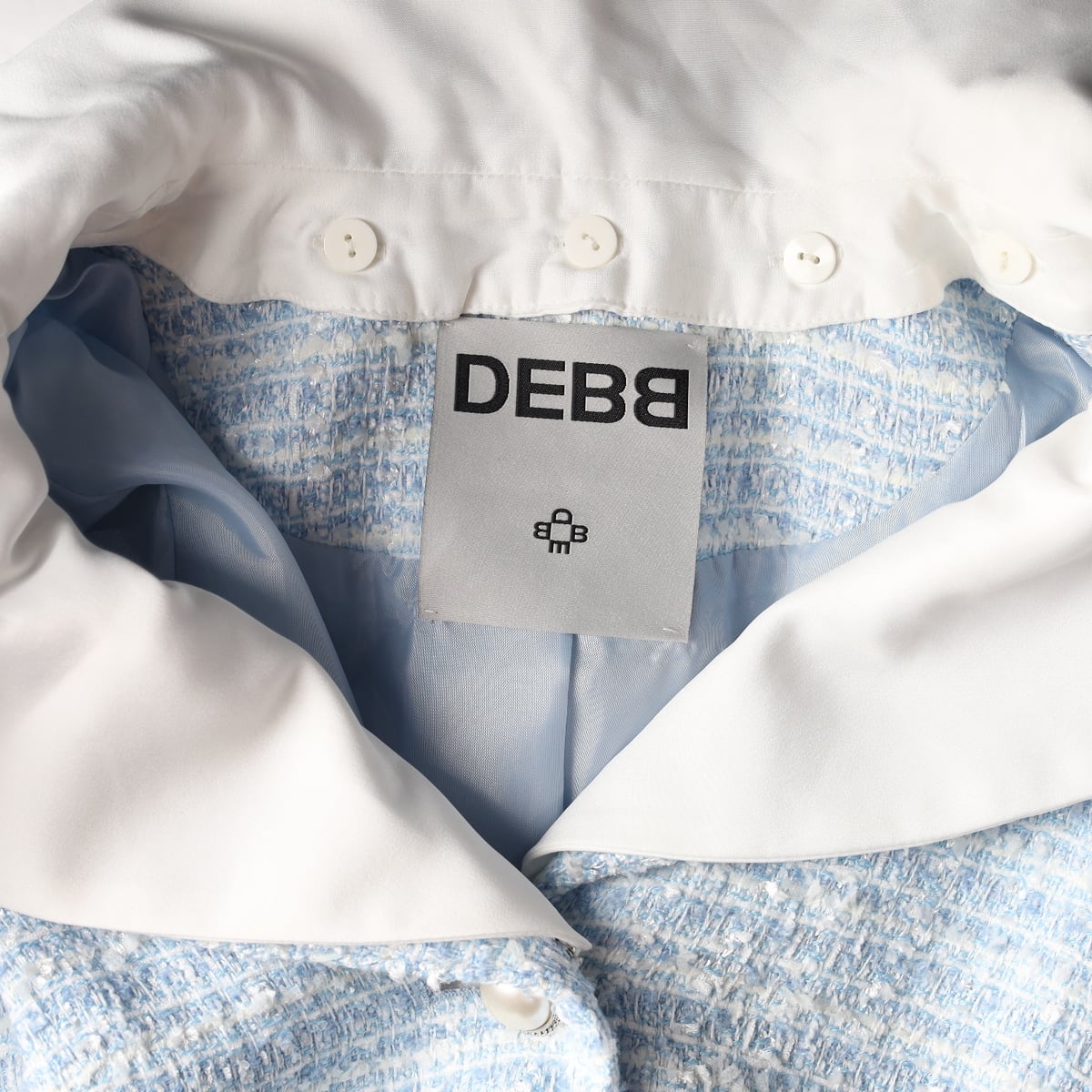앤디앤뎁 DEBB 브이넥 트위드 자켓 롱 코트 재킷 라이트블루 상세 이미지 3
