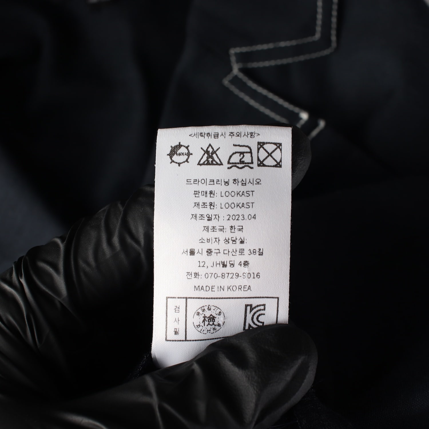 룩캐스트 23SS 린넨 혼방 스티치 크롭 반팔 셔츠 네이비 이미지 5