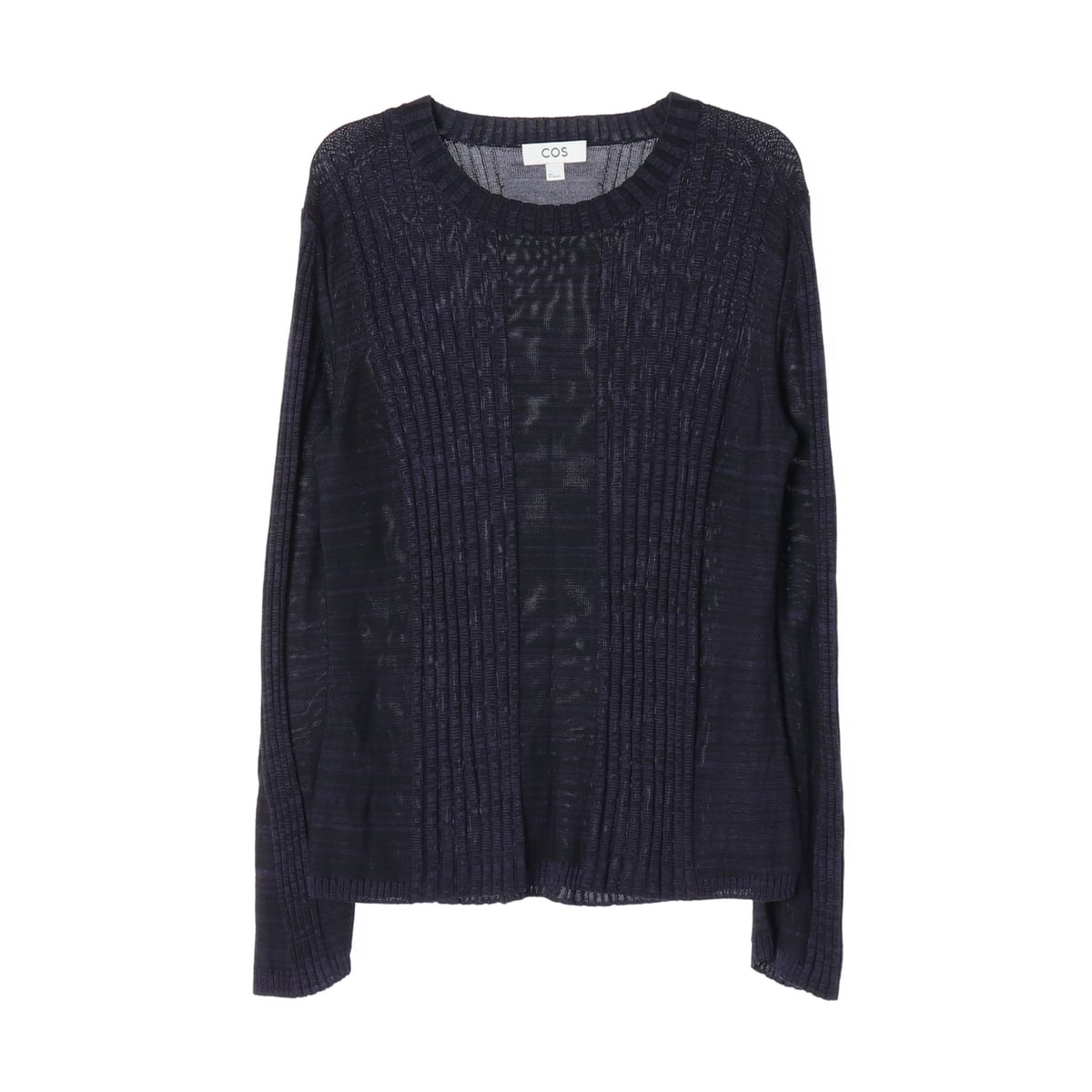 코스 22FW 골지 스트라이프 패턴 라운드넥 니트 스웨터 상세 이미지 1