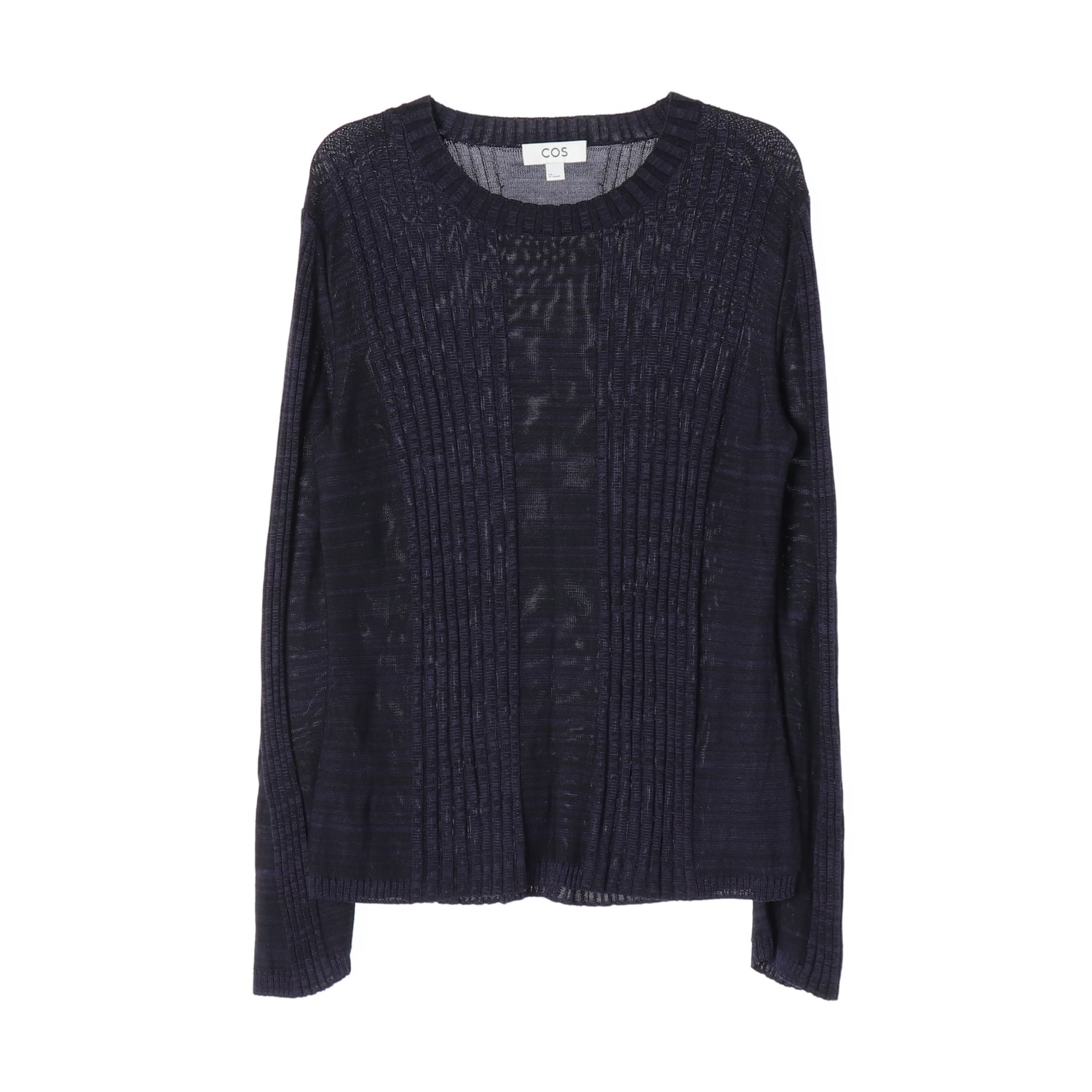 코스 22FW 골지 스트라이프 패턴 라운드넥 니트 스웨터 이미지 1