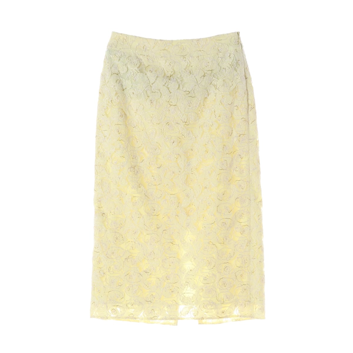 잇미샤 21SS 레이스 패턴 스트레이트 롱 스커트 라이트 옐로우 상세 이미지 1