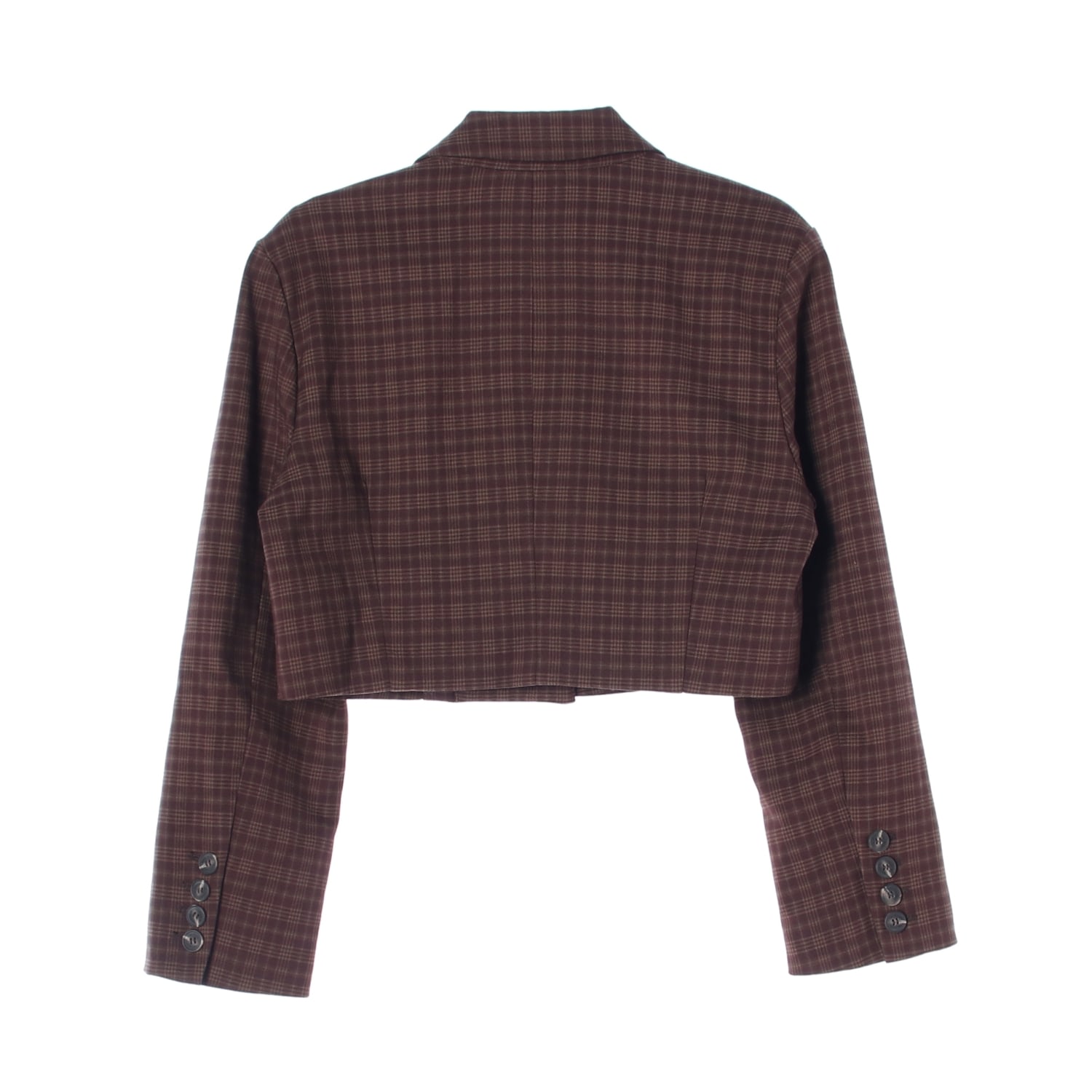 아틀리에 나인 23FW 체크 패턴 크롭 블레이저 재킷 셋업 다크브라운 이미지 2