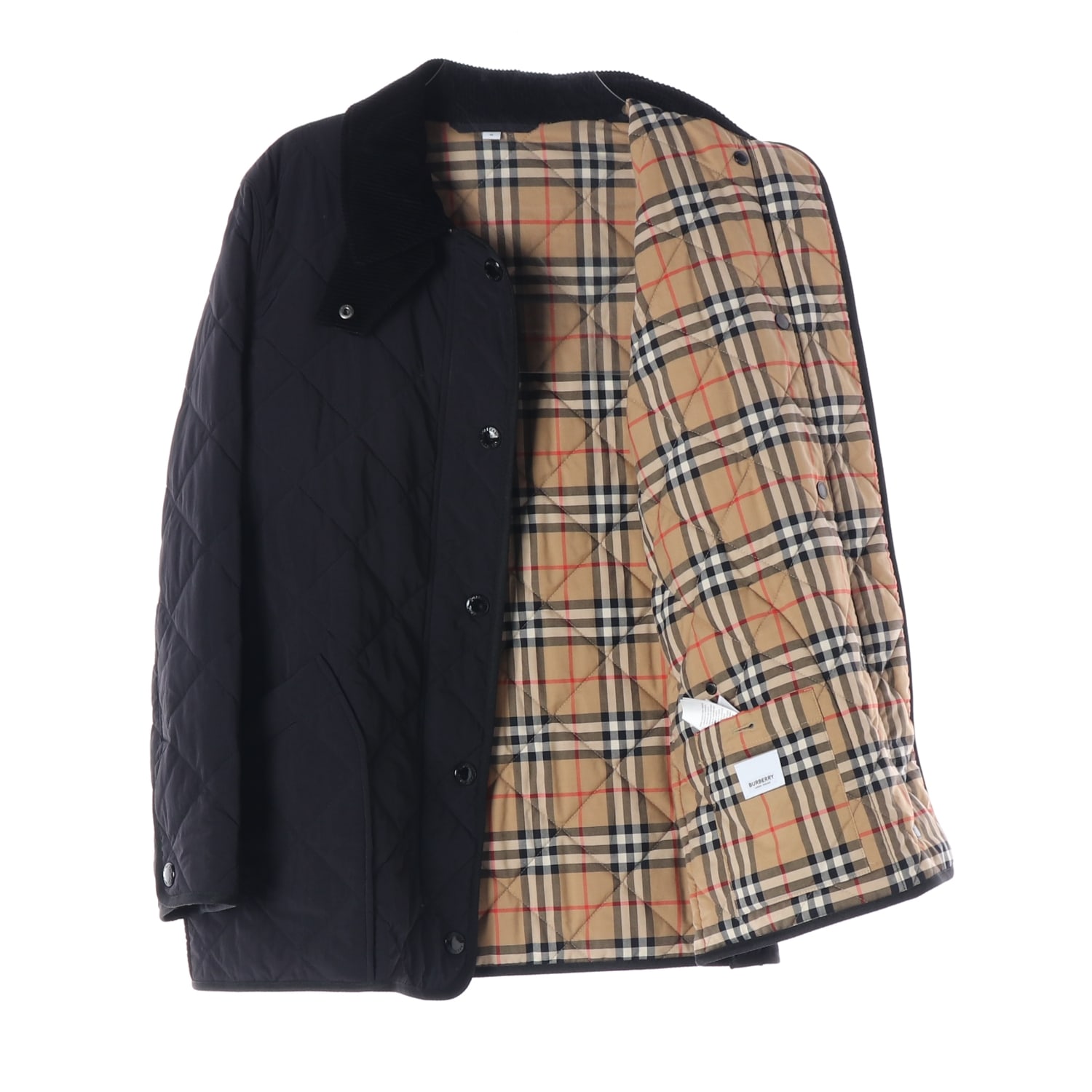 버버리 23FW 뉴 다이아몬드 퀼팅 코듀로이 카라 경량 패딩 재킷 이미지 2