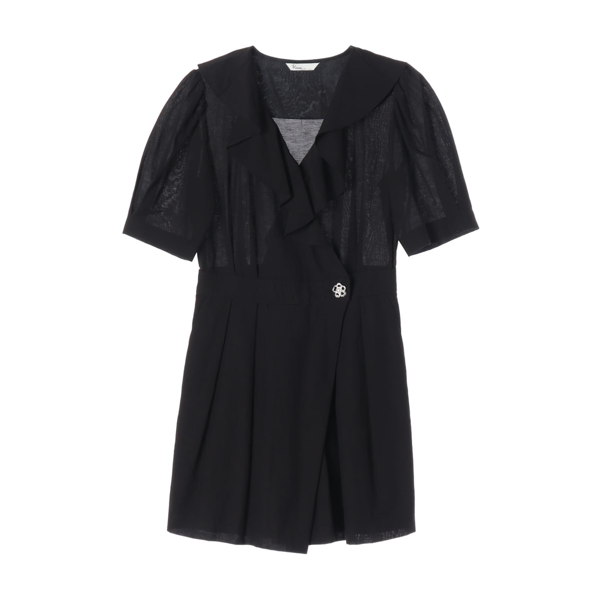 잇미샤 Rue 21SS 린넨 블렌드 러플 카라 숏 랩 점프수트 상세 이미지 1