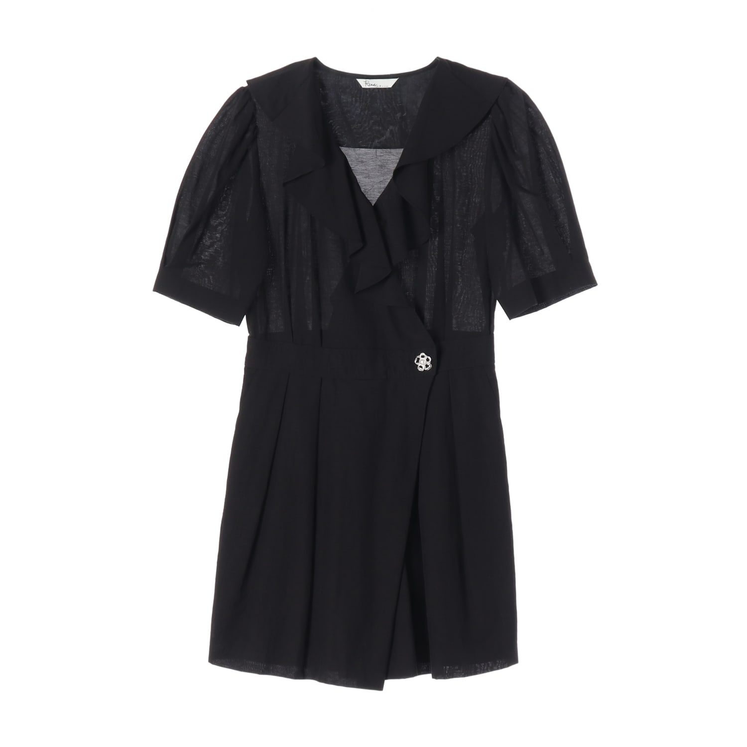 잇미샤 Rue 21SS 린넨 블렌드 러플 카라 숏 랩 점프수트 이미지 1
