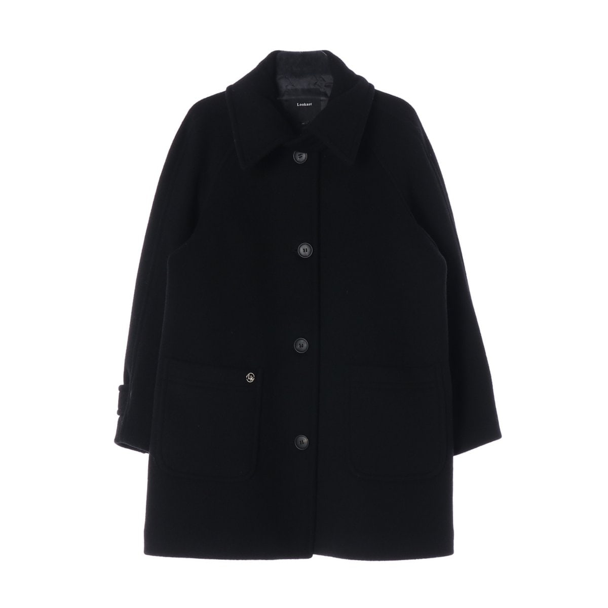 룩캐스트 22FW 울90% 블랙 마리 하프 울 코트  이미지 1