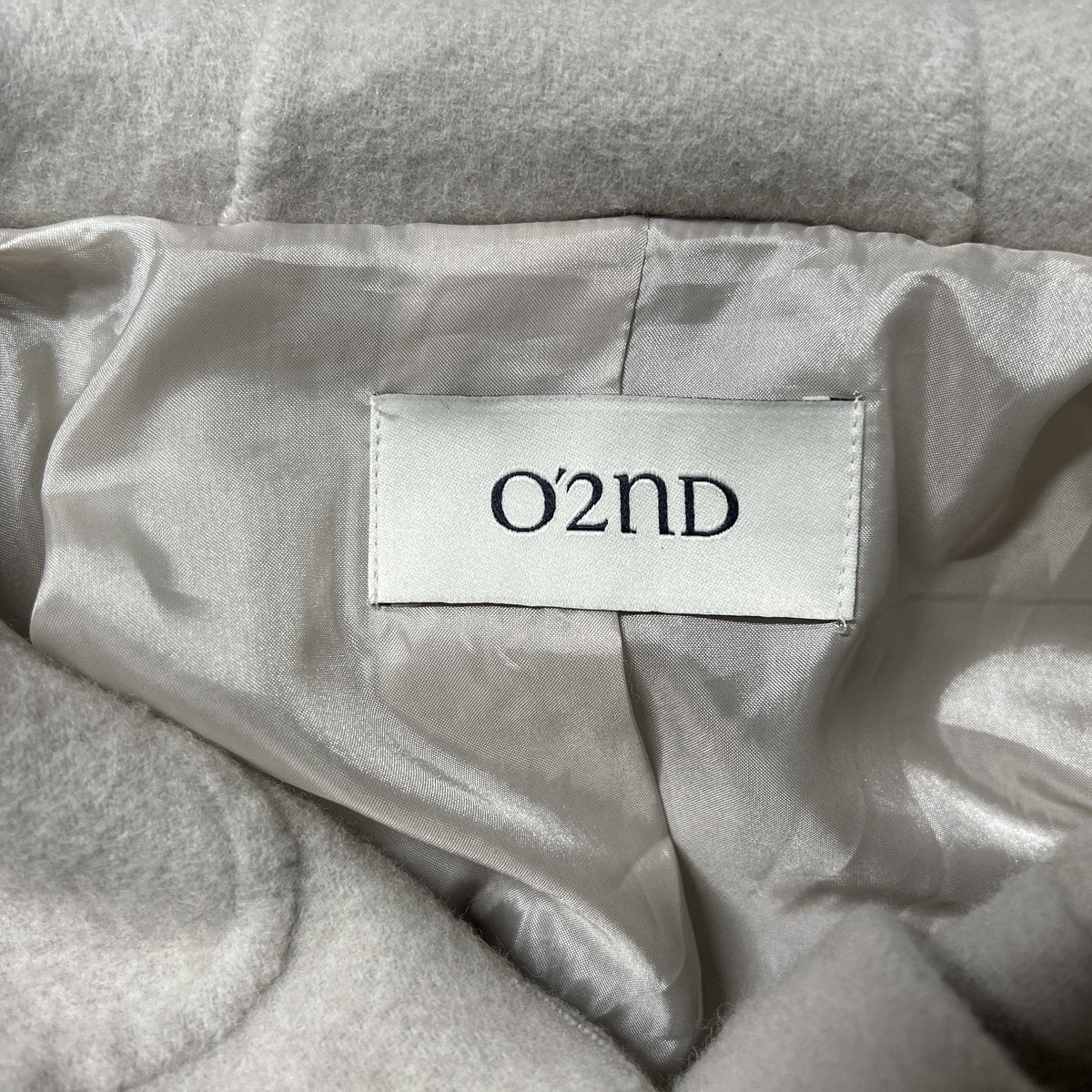 오즈세컨 24FW 울 캐시미어 후드 코트 화이트 그레이  이미지 4